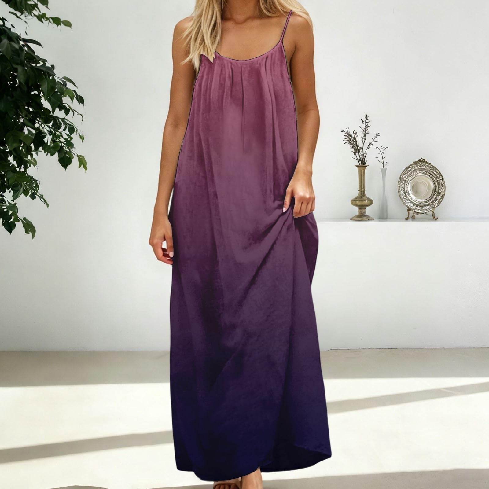 OIOLOYJM Backless Cami Dresses for Women Summer 2026 Sleevelesss Long Open Back Dress Lounge House Vacation Beach Sundresses: 35#-black 3X-Large