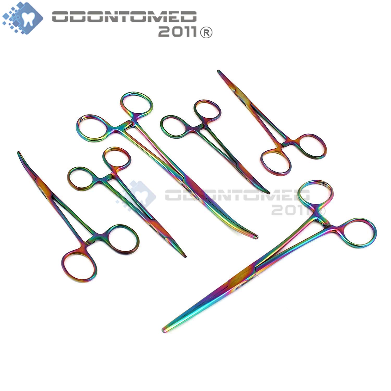 Multi Color Rainbow Color Ultimate Hemostat Set, 6 Piece Ideal for Hobby Tools, Electronics, 8", 5.5", 5" hemostats Curved and Straight — Amazon image 3