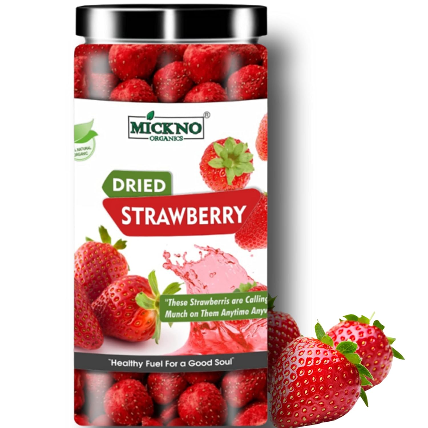 Mickno Organics Candied Strawberry 250 Gm Jar Delicious Dried