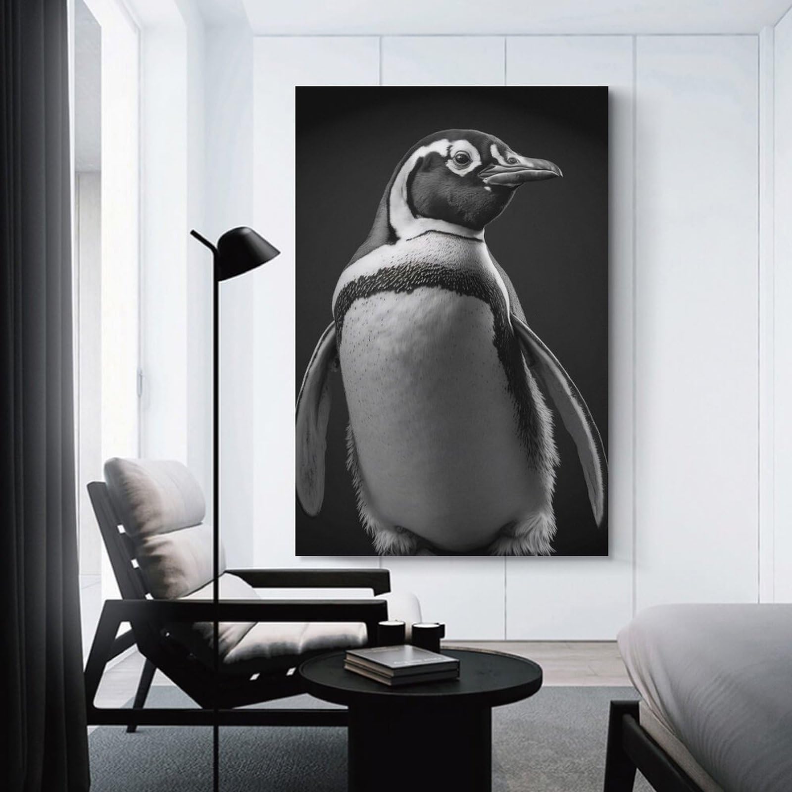 Junmoney Wall Picture Print Portrait of A Peguin, 24x36inch(60x90cm), for Living Room, Lounge Or Sitting Room, Modern Wall Decor for Cosy Interiors