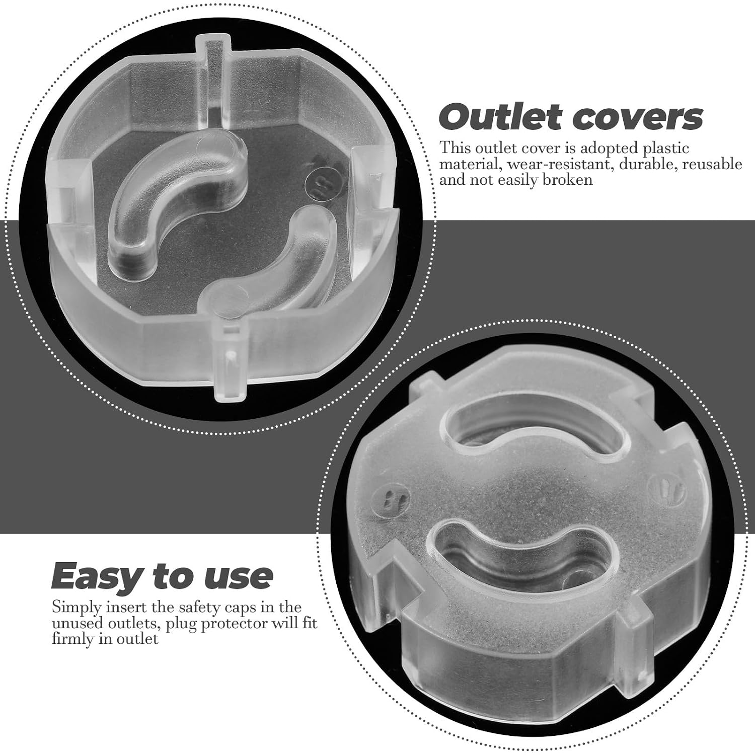 20pcs Babyproof Outlet Plug Lids Electrical Safety Socket Covers Plastic Shock-Resistant Protectors for Home Use Protection