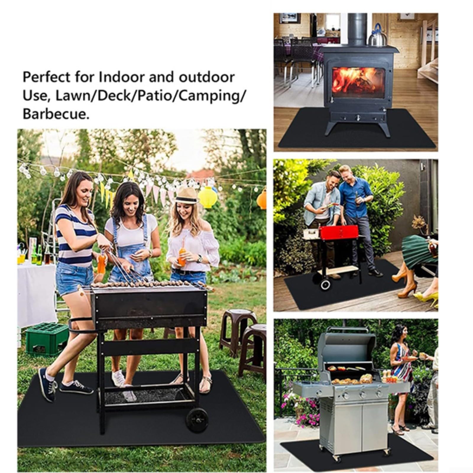 Tapis d'extérieur ignifuge, pour barbecue et feu - Isolation ignifuge - Réutilisable - Pour terrasse (2)