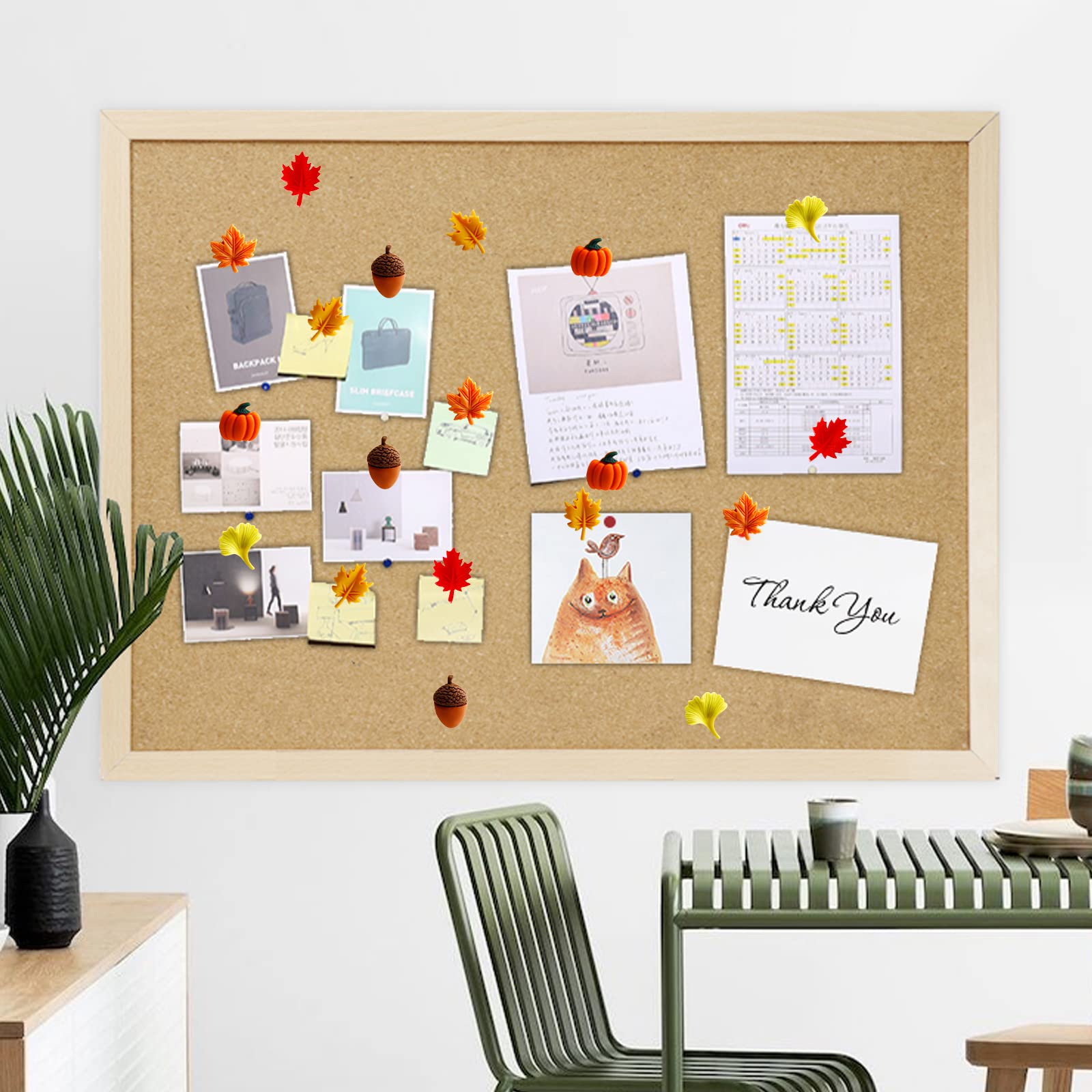 Snapklik.com : 40Pcs Fall Theme Push Pins Thumb Tacks Decorative Flower ...