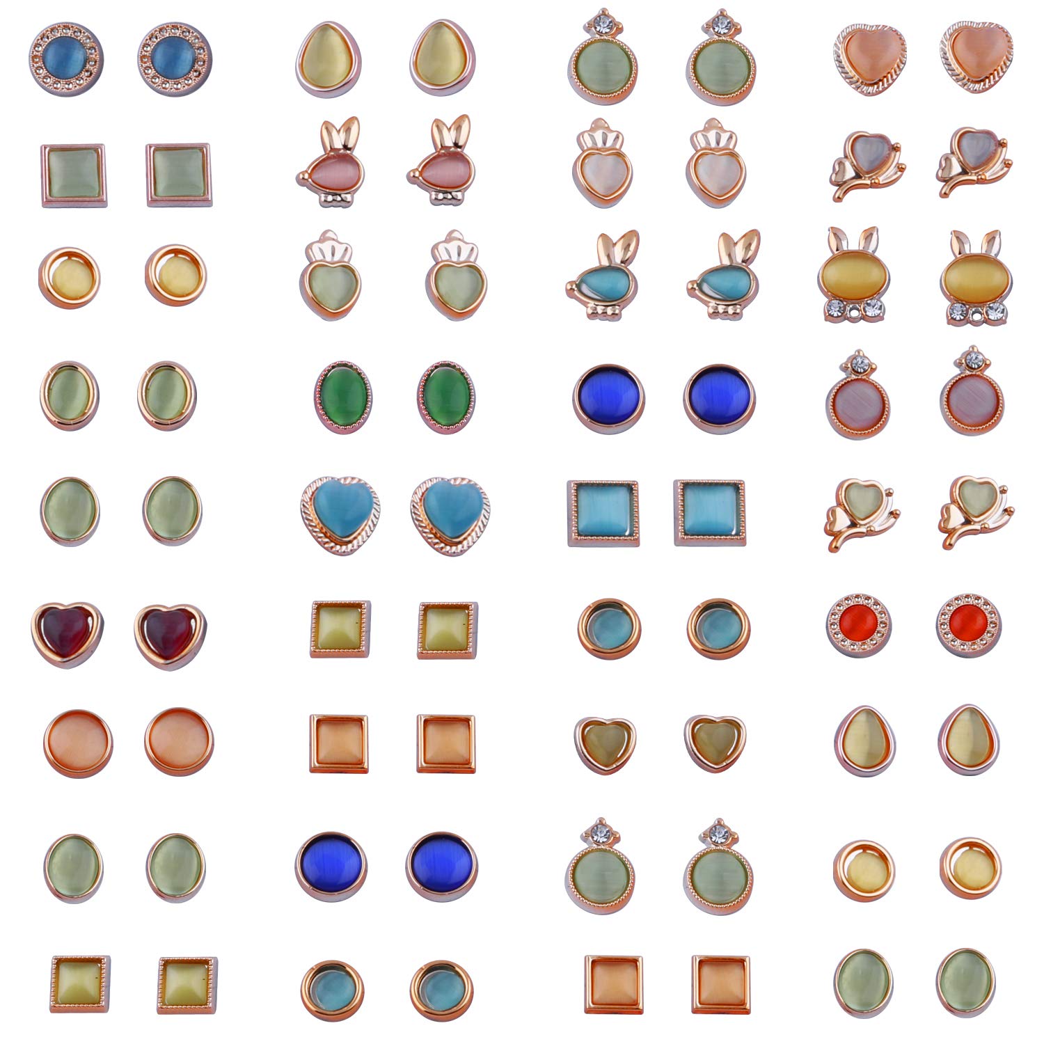 PAOLA Jewels Set of 36 Pairs Stud Earrings with Heart Shape Gift Box for Women (Cyan) (B094R4P15G) Amazon Price History, Amazon Price Tracker