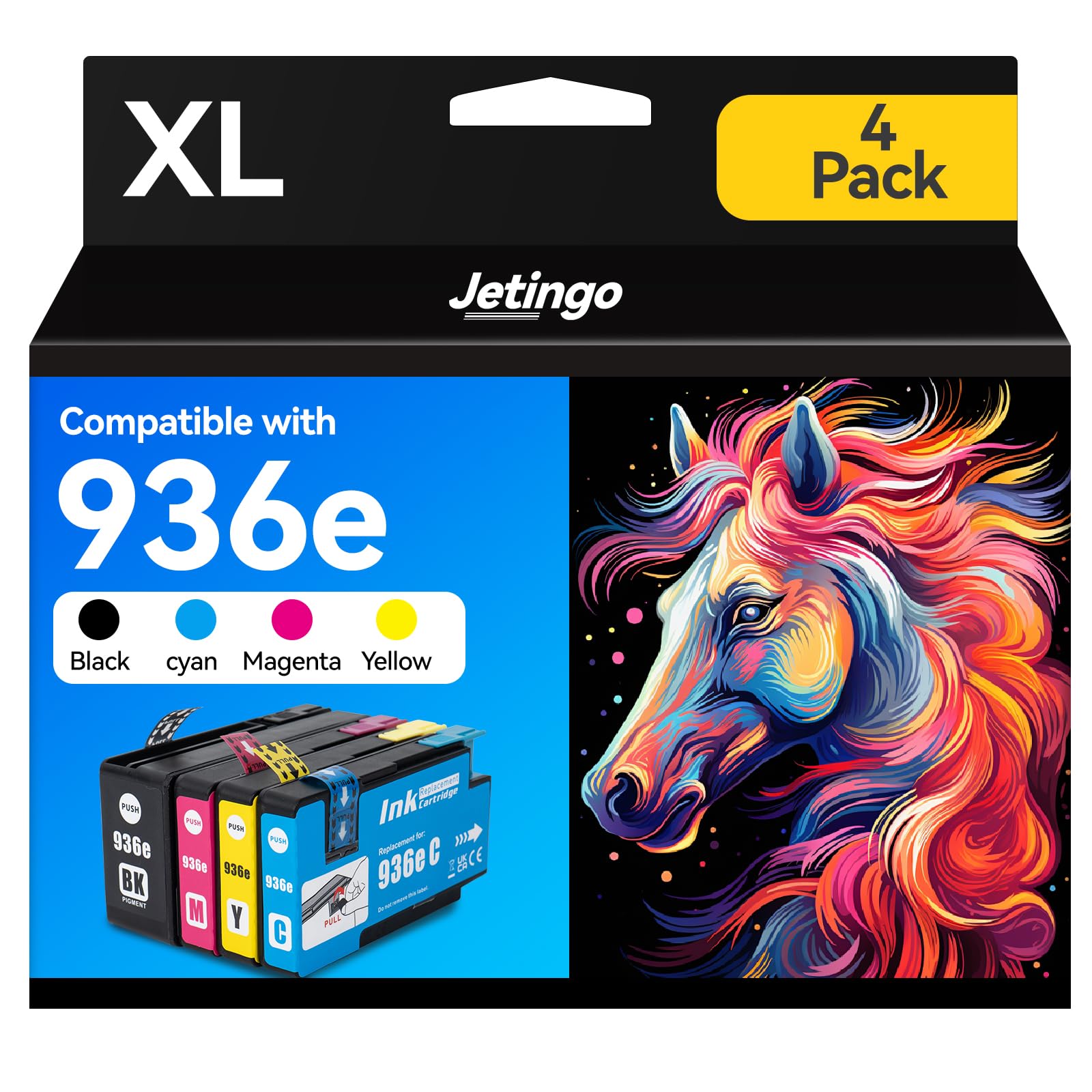 936XL Ink Cartridges Combo Pack for HP Black and Color OfficeJet Pro 9125e 9135e 9730e Series Replacement for HP 936 Ink Office Jet Pro 9122e 9128e