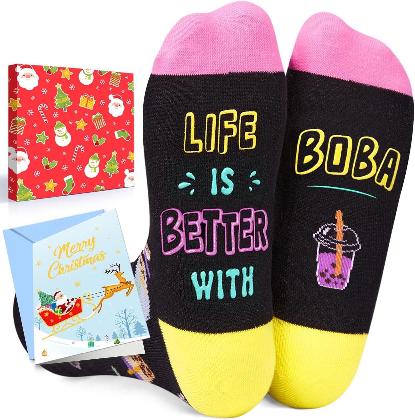HAPPYPOP Food Lover Gifts for Women - Boba Ice Cream Socks, Burger Popcorn Gifts for Men