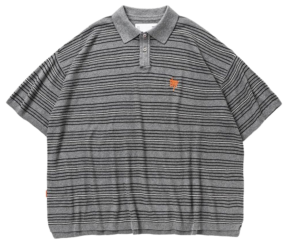 トップス AFB BORDER POLO SHIRTS Amazon | [タイトブース] TBPR/BORDER KNIT POLO SHIRT グレイ L