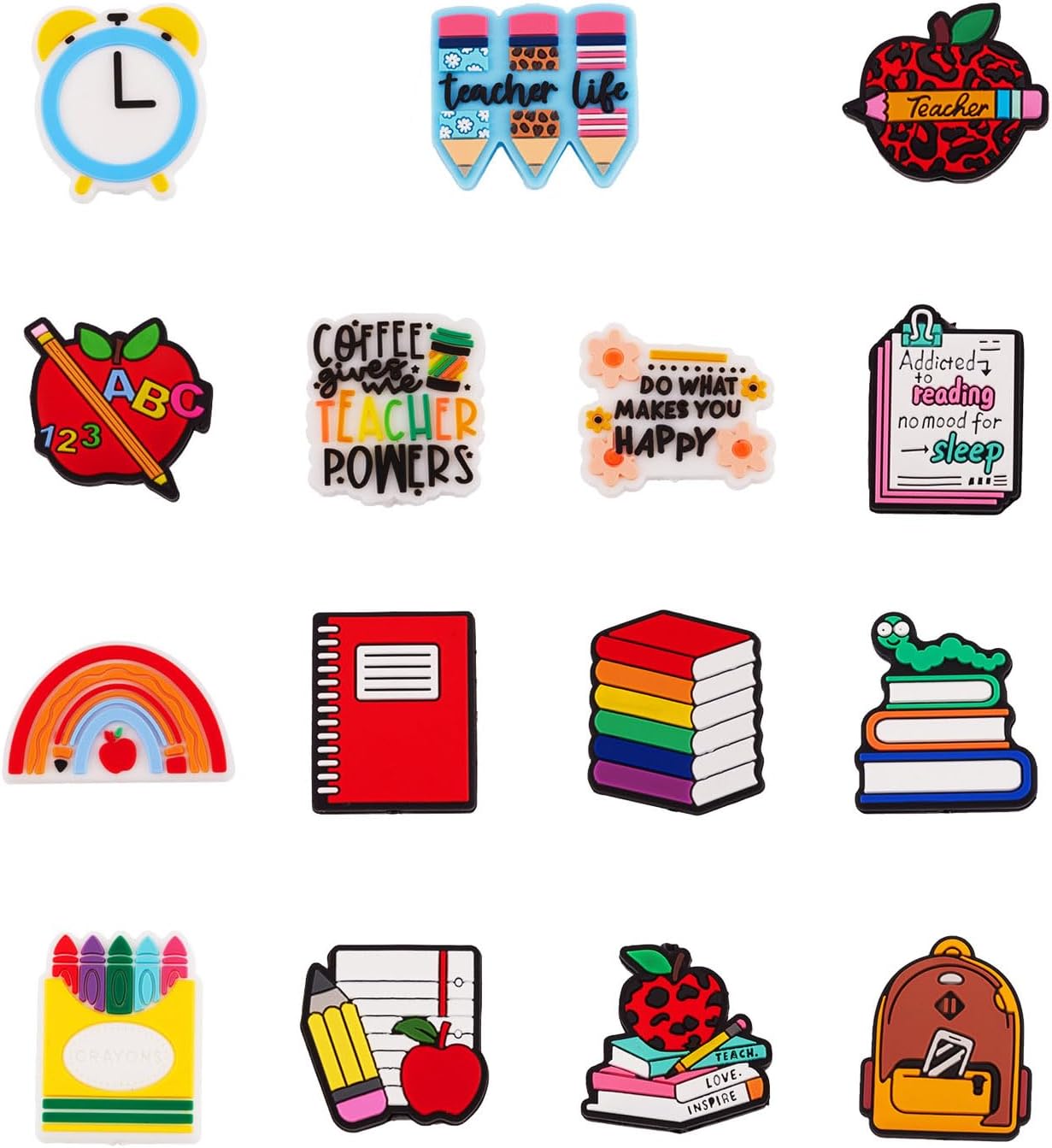 Fashewelry 15pcs Silicone Focal Beads School Theme Rubber Beads Teacher Silicone Loose Beads for Necklace Bracelet Lanyard Beaded Pen Keychain Jewelry Craft Making Fashewelry 15pcs Silicone Focal Beads School Theme Rubber Beads Teacher Silicone Loose Beads for Necklace Bracelet Lanyard Beaded Pen Keychain Jewelry Craft Making