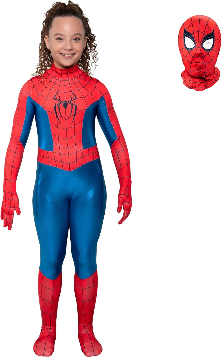 MARVEL Spider-Man Brand New Day Official Youth Girl Zentai Halloween Costume-Deluxe TwoWay Stretch Spandex Zippers Openings