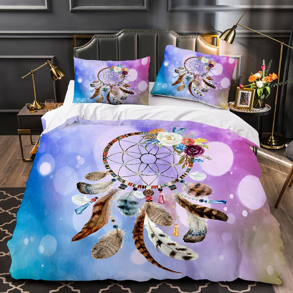 Parure de lit attrape rêves 220x240 housse de couette 3 pièces microfibre ultra doux