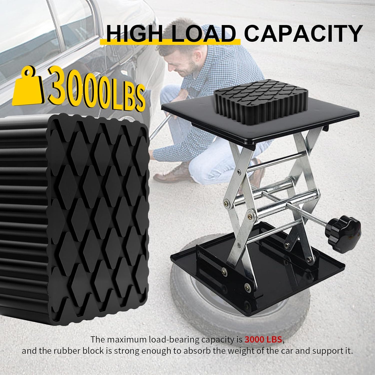 4 Pack Solid Rubber Auto Lift Block Spacer Pad 6-3/8" x 4-3/4" x 2",Solid Universal Rubber Lift Pads for Automobile Lifts, Jacks, Racks 160mm x 120mm x 50mm