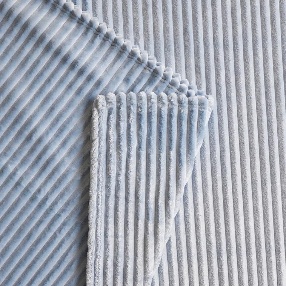 Karaca Ruby Stripe Wellsoft Blanket - 200x220cm, Versatile Soft Warm Blanket Fluffy Throws for Sofa Double, Blue - Image 4