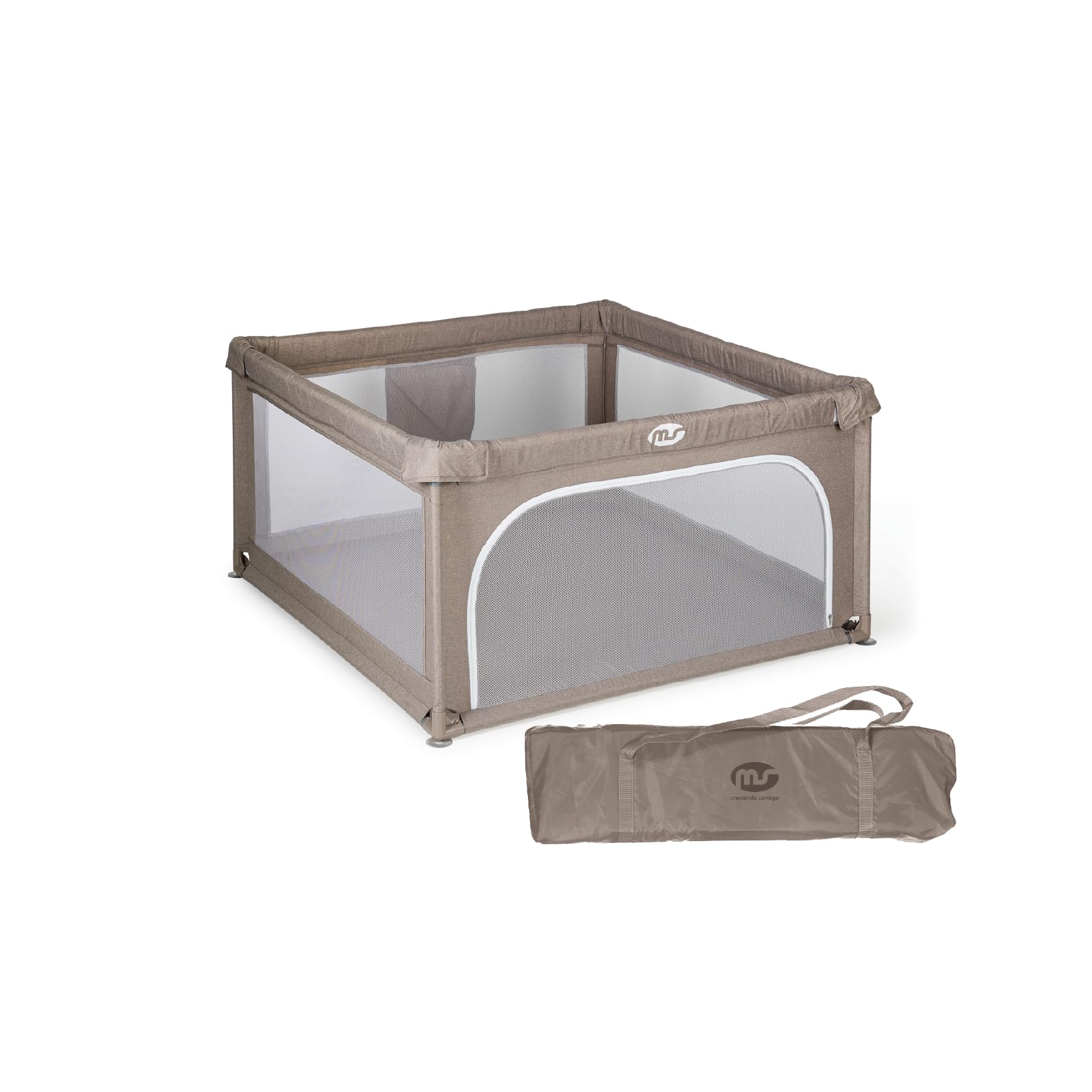MS BabyWrld - PARC DE JEUX OXFORD - XXL - 200x180 - Parc pour bébé pliable | Aire de jeux pour bébé | Sécurisé | Avec ouvertures zippées et fenêtres en filet | Sac de transport (Beige, 120 * 120)