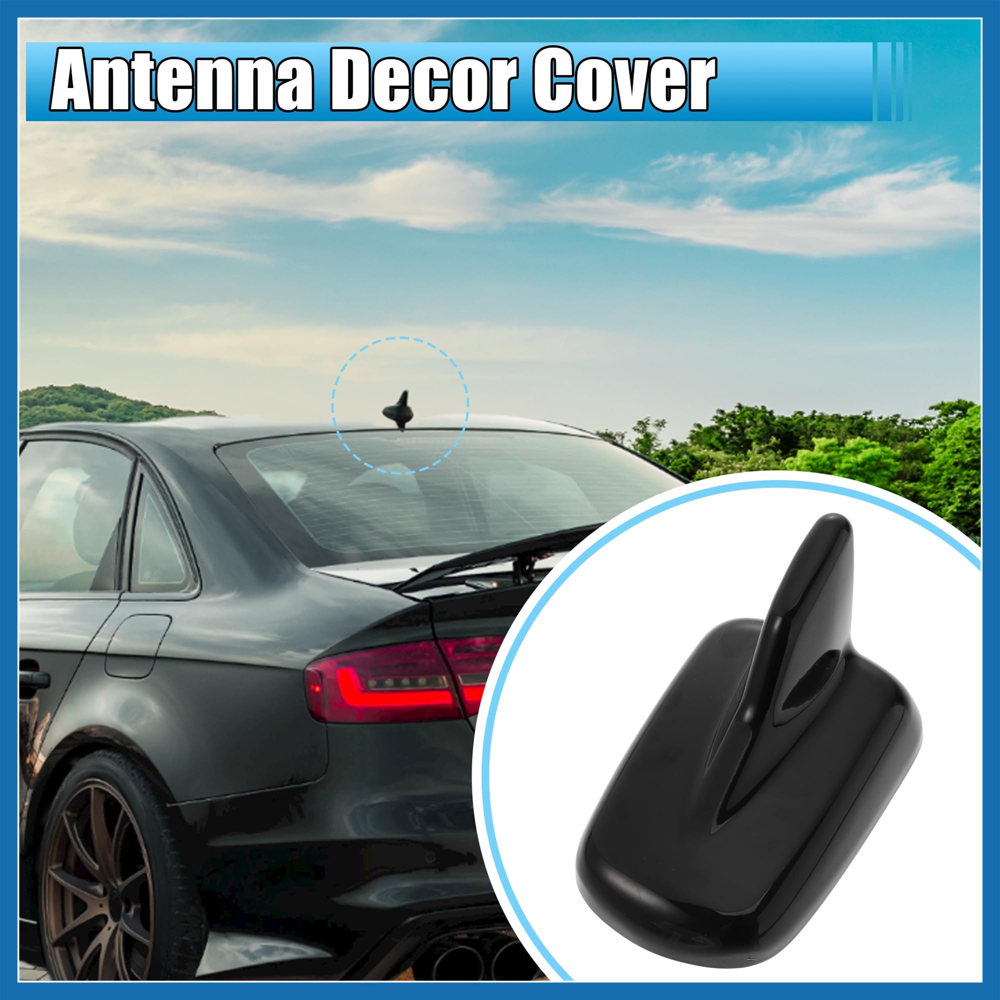 A ABSOPRO Car Shark Fin Shape Radio Antenna Roof Decorate Aerial Cover Trim Exterior Decoration Black for Audi A4 A5 2017-2020 Item Replacement