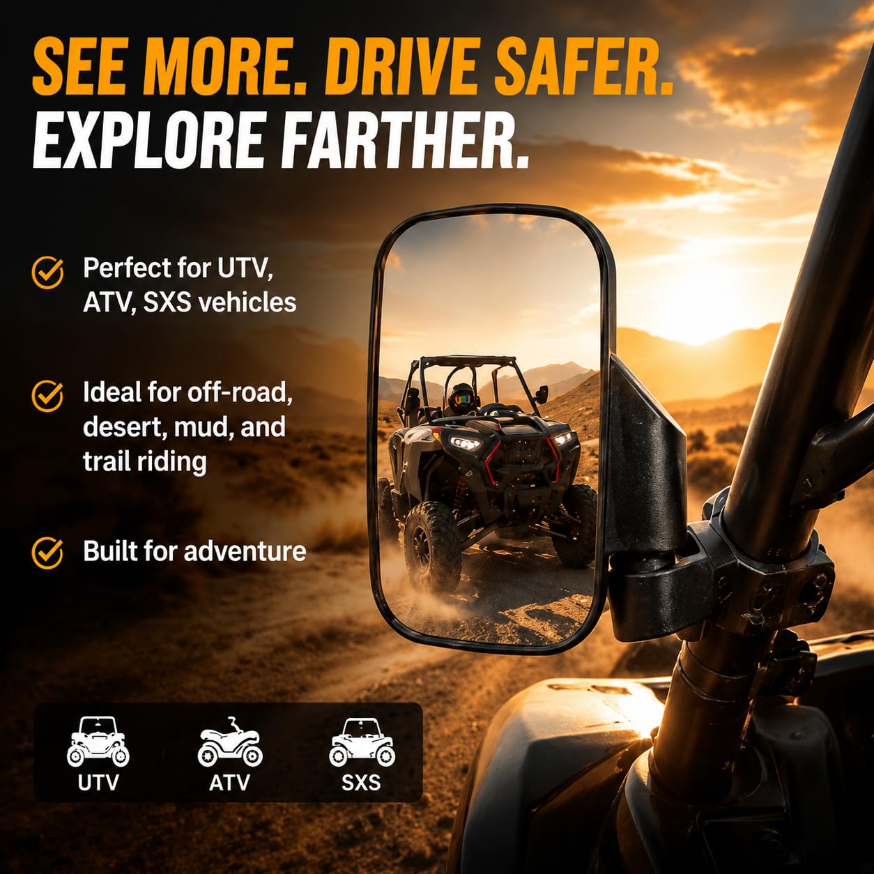Paquet de 2 rétroviseurs latéraux UTV for Arctic Cat Wildcat EPS 2015