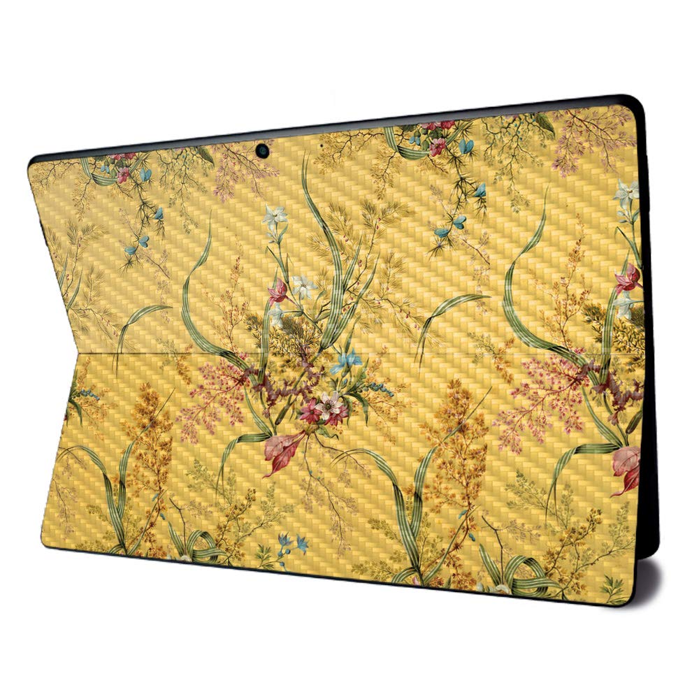 MightySkins Carbon Fiber Skin for Microsoft Surface Pro X - Yellow Marble End | Textured Carbon Fiber Finish | Easy to Apply, Remove, and Change Styles | Made in The USA