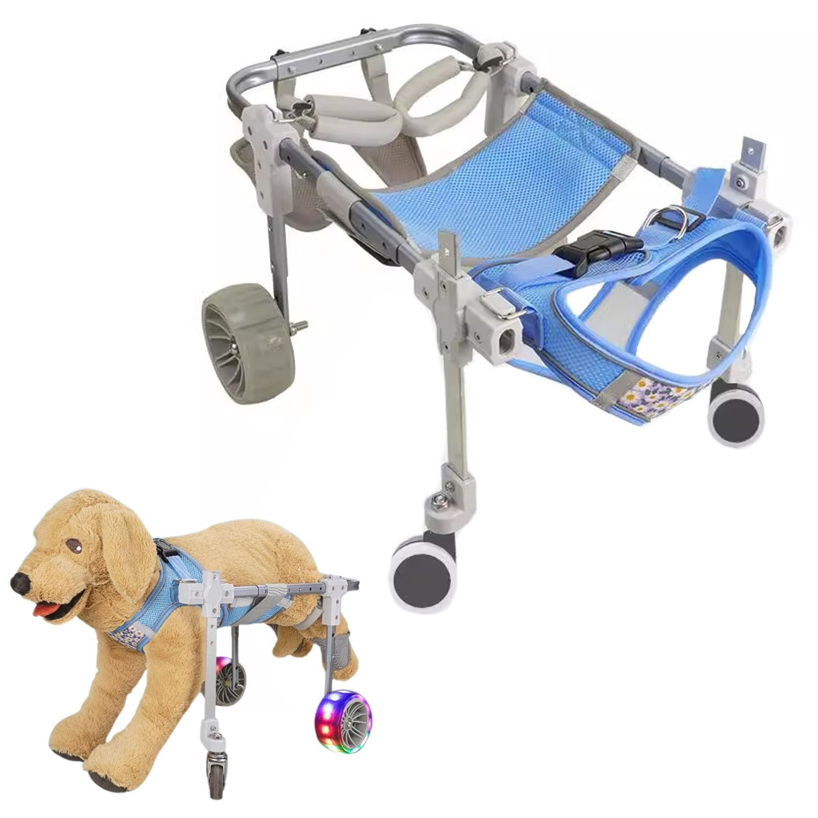 Silla de ruedas para perros con patas traseras lesionadas, cochecito de apoyo regulable