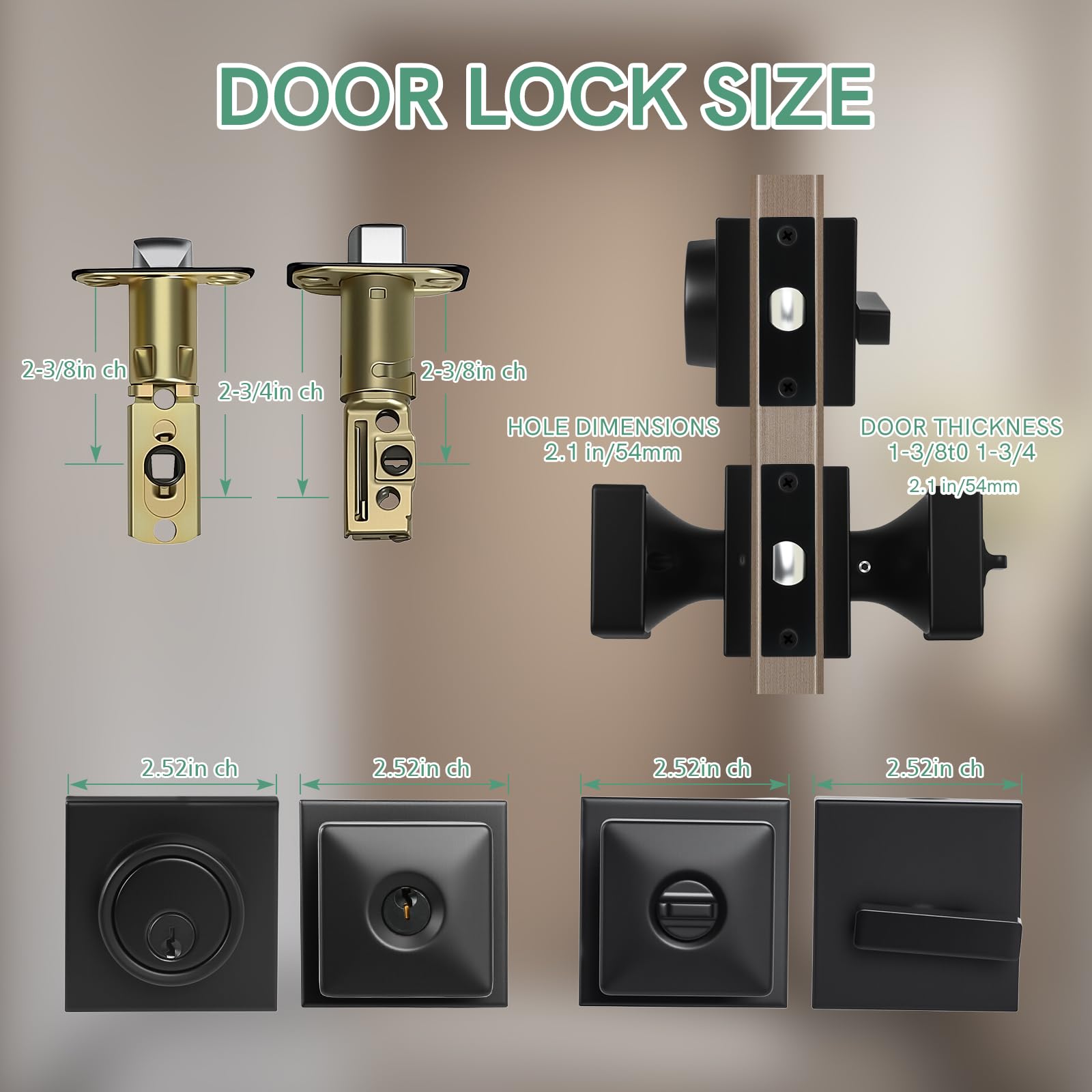 Matte Black Door Knob with Deadbolt Set - Secure Your Entry -4