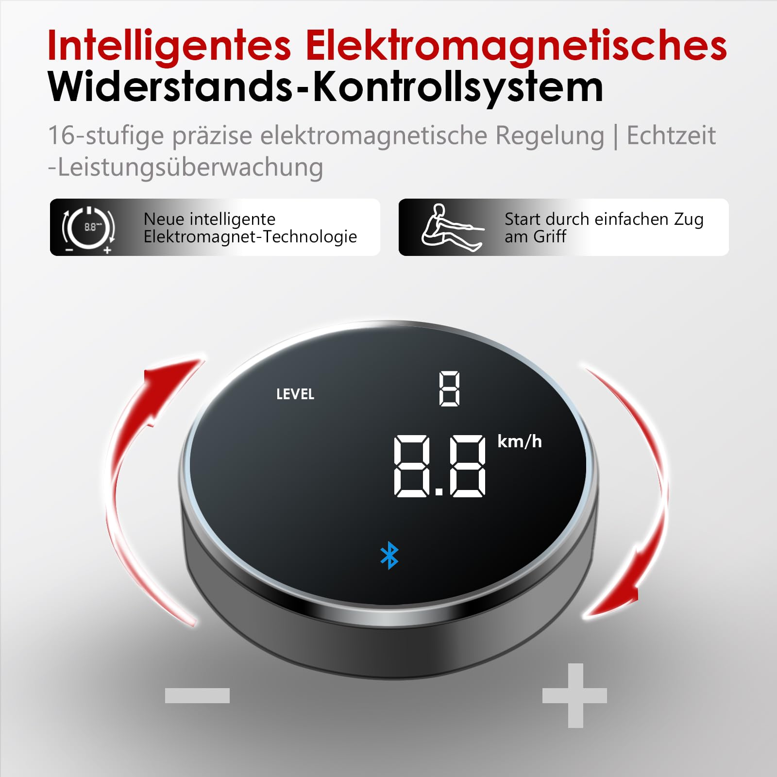 Wenoker Rudergerät für Zuhause, Magnetisches Rudergerät mit APP & LCD-Display, 32 Widerstandsstufen, Leises Heimrudergerät für Cardio-Training, 160 kg Belastbarkeit, Vertikal Verstaubar