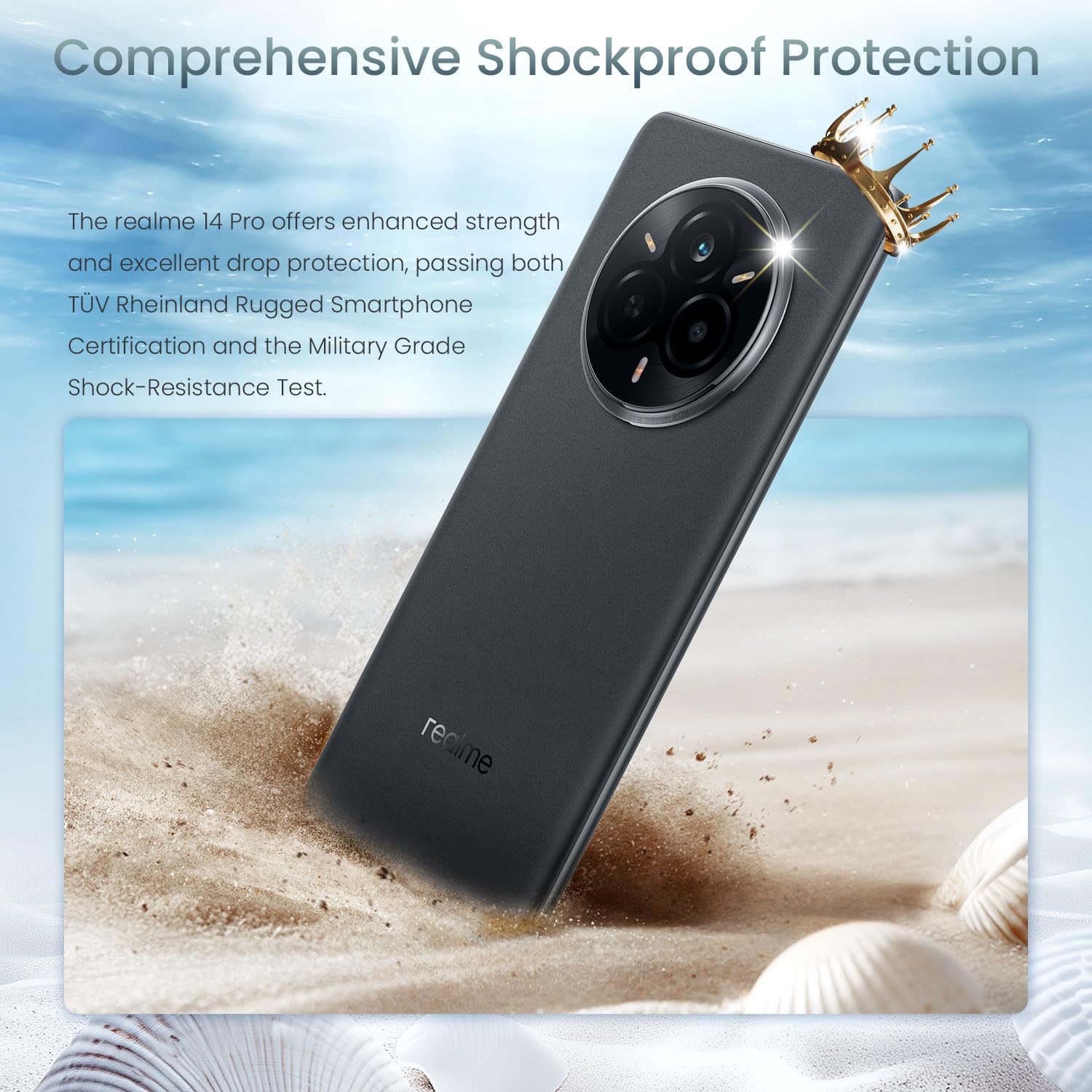 realme 14 Pro 5G Smartphone 12+512GB, Grey | Batteria 5130mAh, Ricarica Rapida 45W, Display 6,72 pollici, frequenza 120Hz, Fotocamera 50MP, Dimensity 7300 Energy, IP69