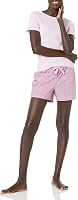 Amazon Essentials Women's Poplin Short Sleeve Sleep Tee Pajama Set - Soft Stretch Cotton, Breathable Comfort Sleepwear
