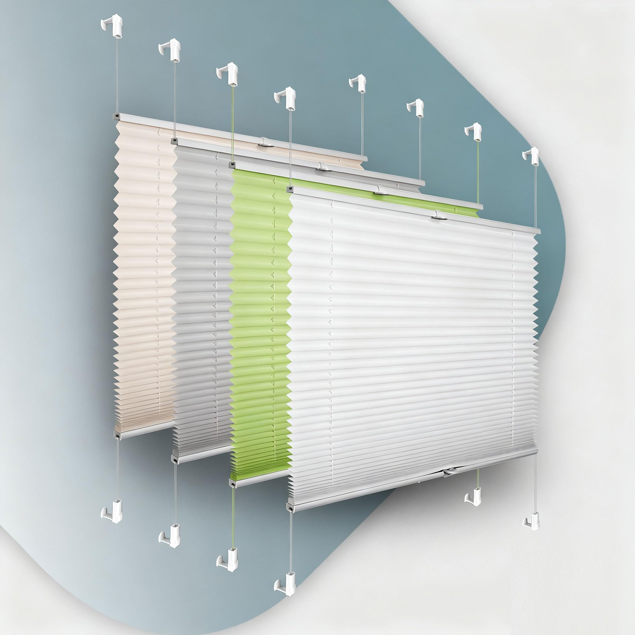 Plissee ohne Bohren Klemmfix 40x100cm(BxH) Weiß Jalousie Sonnenschutz Easyfix Faltrollo Lichtdurchlässig Rollo für Fenster & Tür