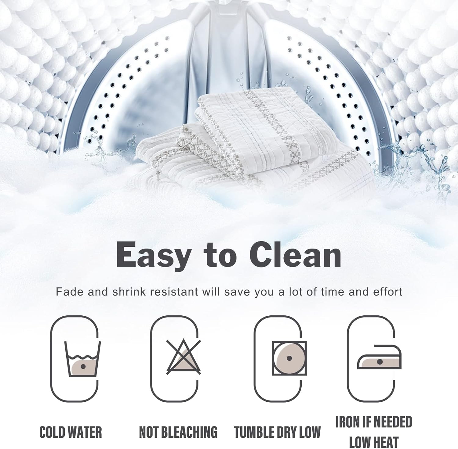 Y-PLWOMEN Geometric Quilt King Size - 100% Cotton Quilt, Striped King Quilt Sets, Lightweight Bohemian King Size Bedspreads for All Season, 3 Piece - Image 7