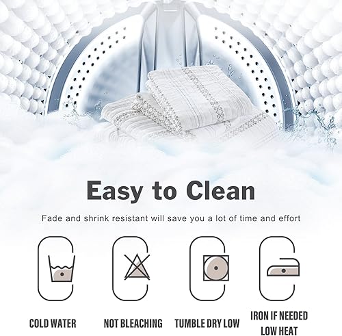 Miniatura 6 de Y-PLWOMEN Colchas geométricas tamaño Queen  Edredón 100% algodón Queen, juego de edredón a rayas, colchas ligeras bohemias tamaño Queen para todas