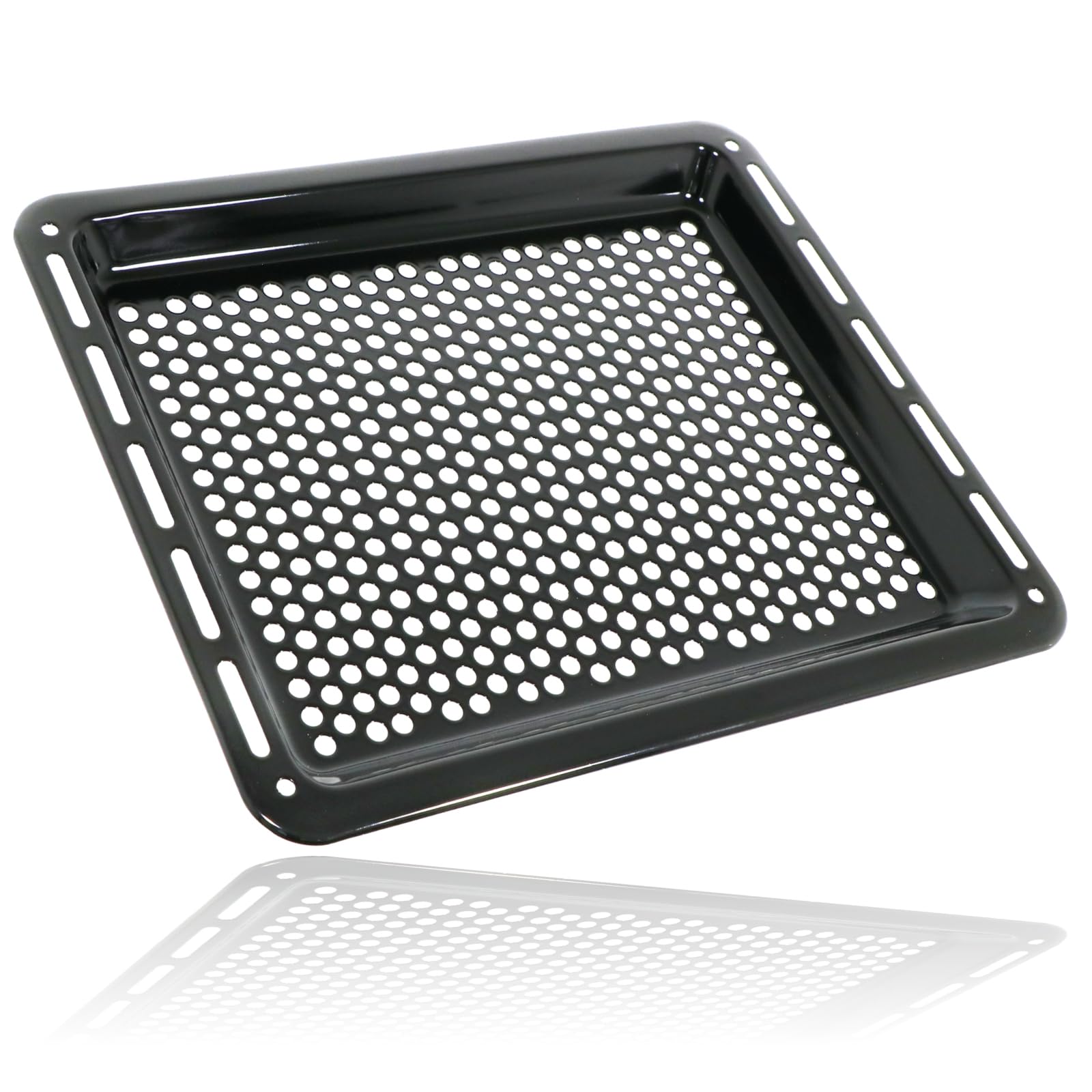 SPARES2GO Universal Oven Baking Tray Crisper Shelf for Neff 46cm Non Stick Pizza Air Fryer Holes Large