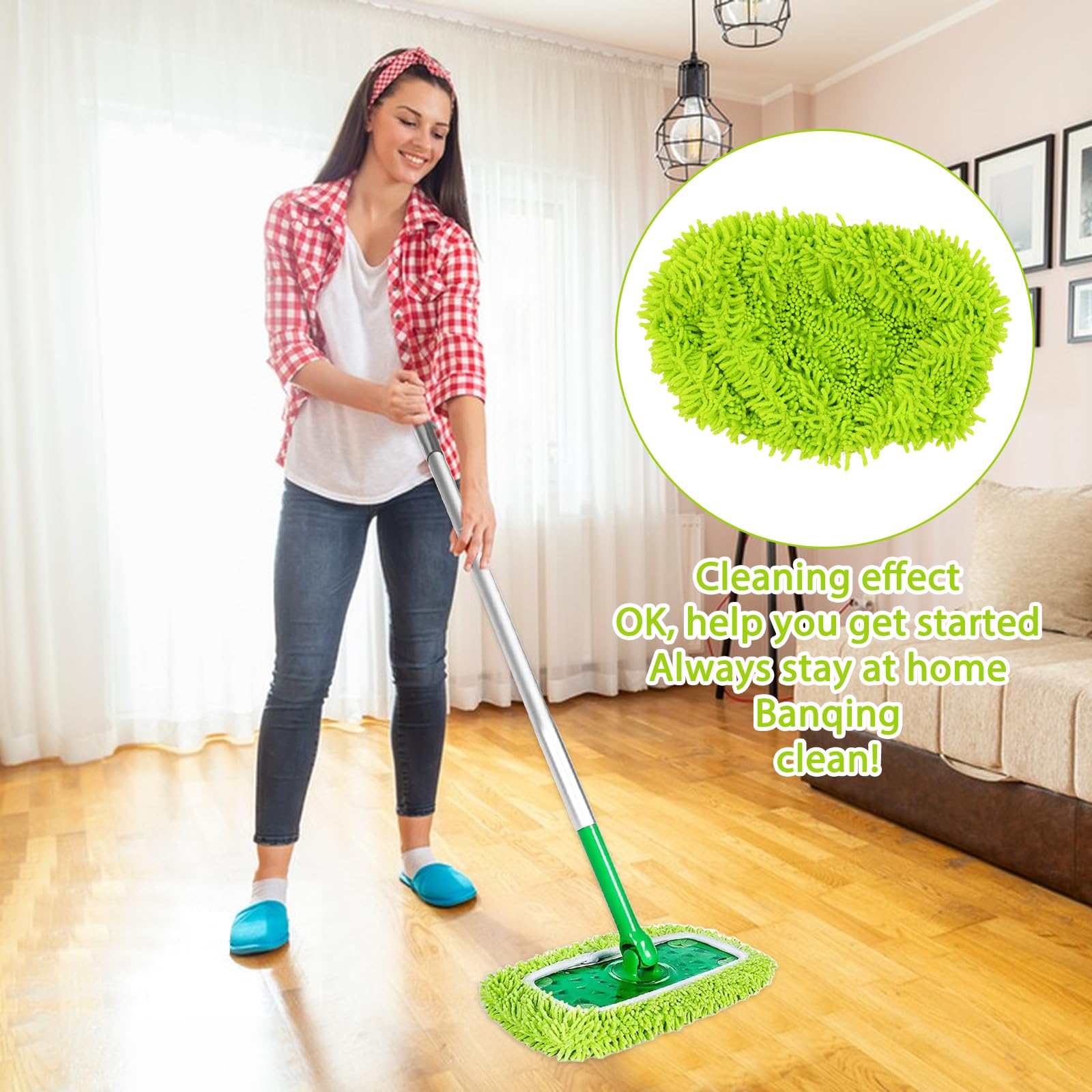 12 Lingettes Réutilisables Pour Balai Swiffer - Microfibre Et Velours, Pour Sols Humides Et Secs