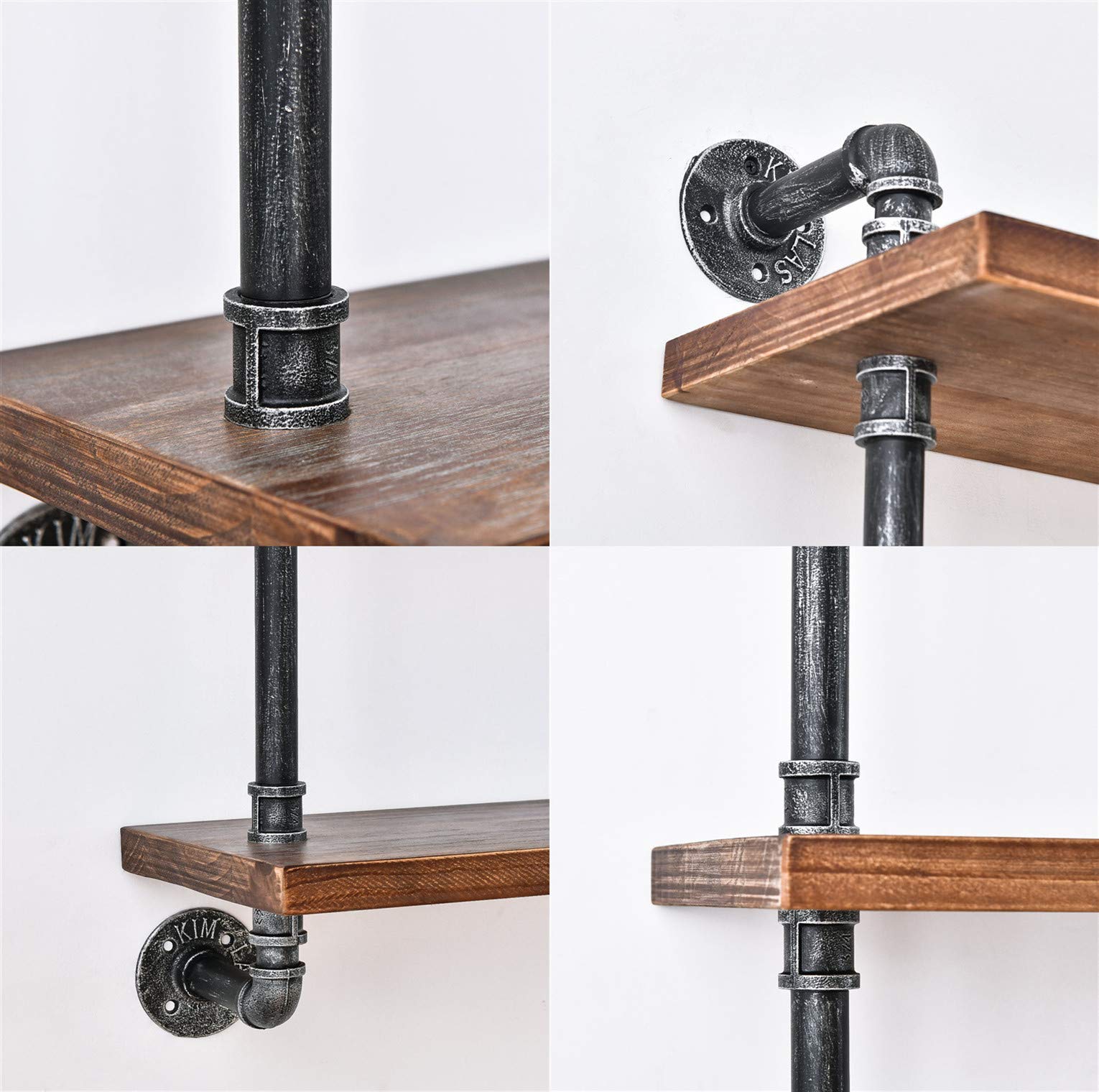 Industrial Pipe Shelving Rustic Wood Floating Shelves 3 Tiers Modern