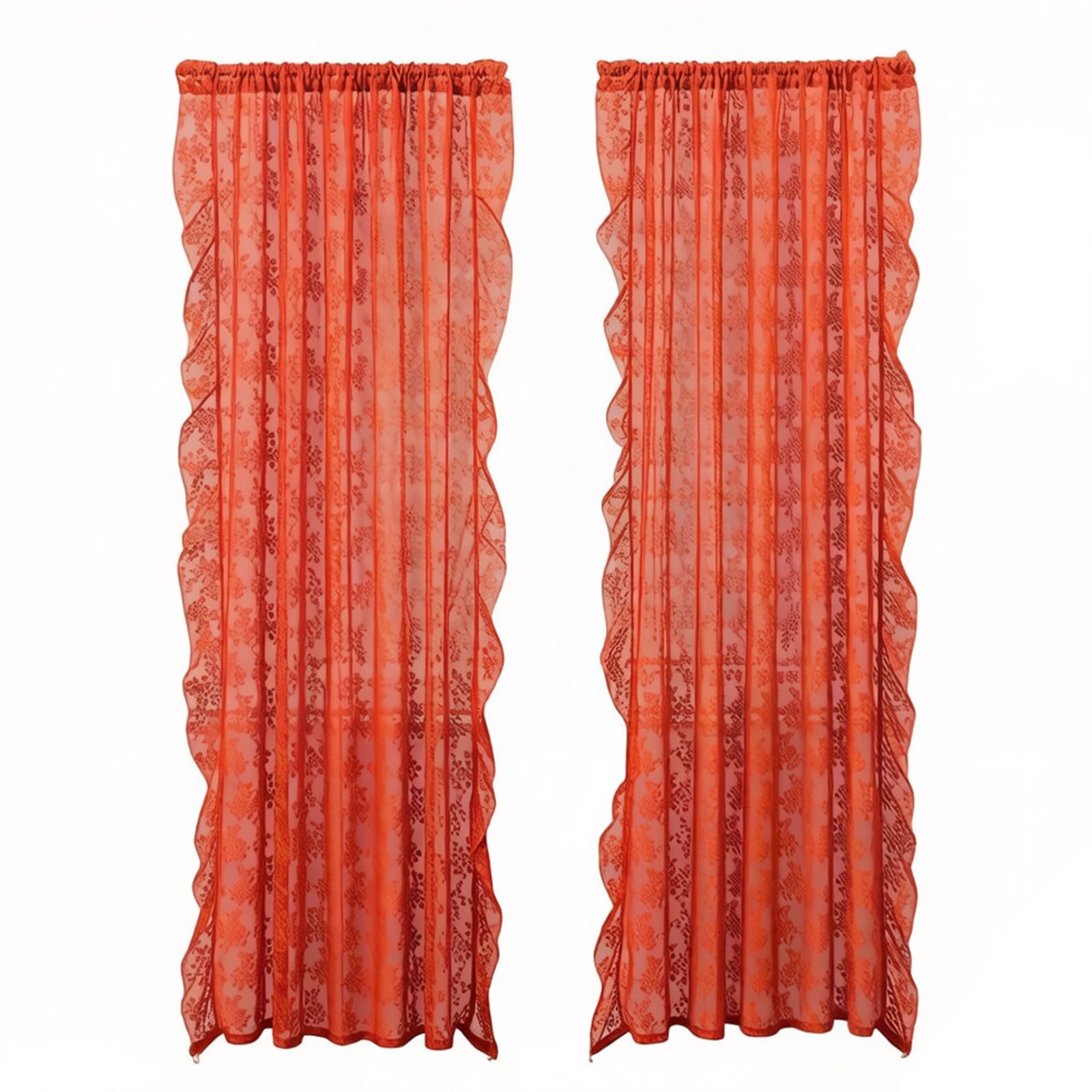 Kaeltsyn 2Pcs Lace Window Drape Breathable Polyester Fabric Easy Hanging Privacy Polyester Curtains 140X160Cm Multiple Curtains