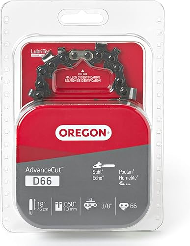 Miniatura 5 de Oregon Cadena de motosierra de repuesto D66 AdvanceCut para barras guía de 18 pulgadas, 66 eslabones de transmisión, paso 38 pulgadas, calibre .050