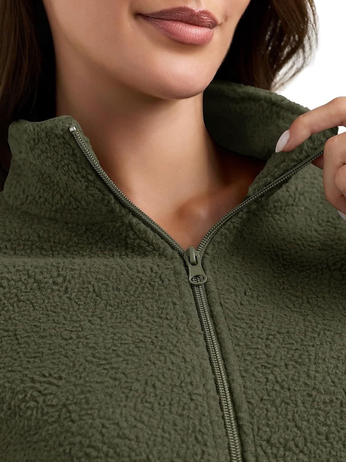 PINKMSTYLE Women Zip Up Fleece Sherpa Jacket Coat - Winter Warm Trendy Cropped Sweatshirt for Casual,Workout - Image 4