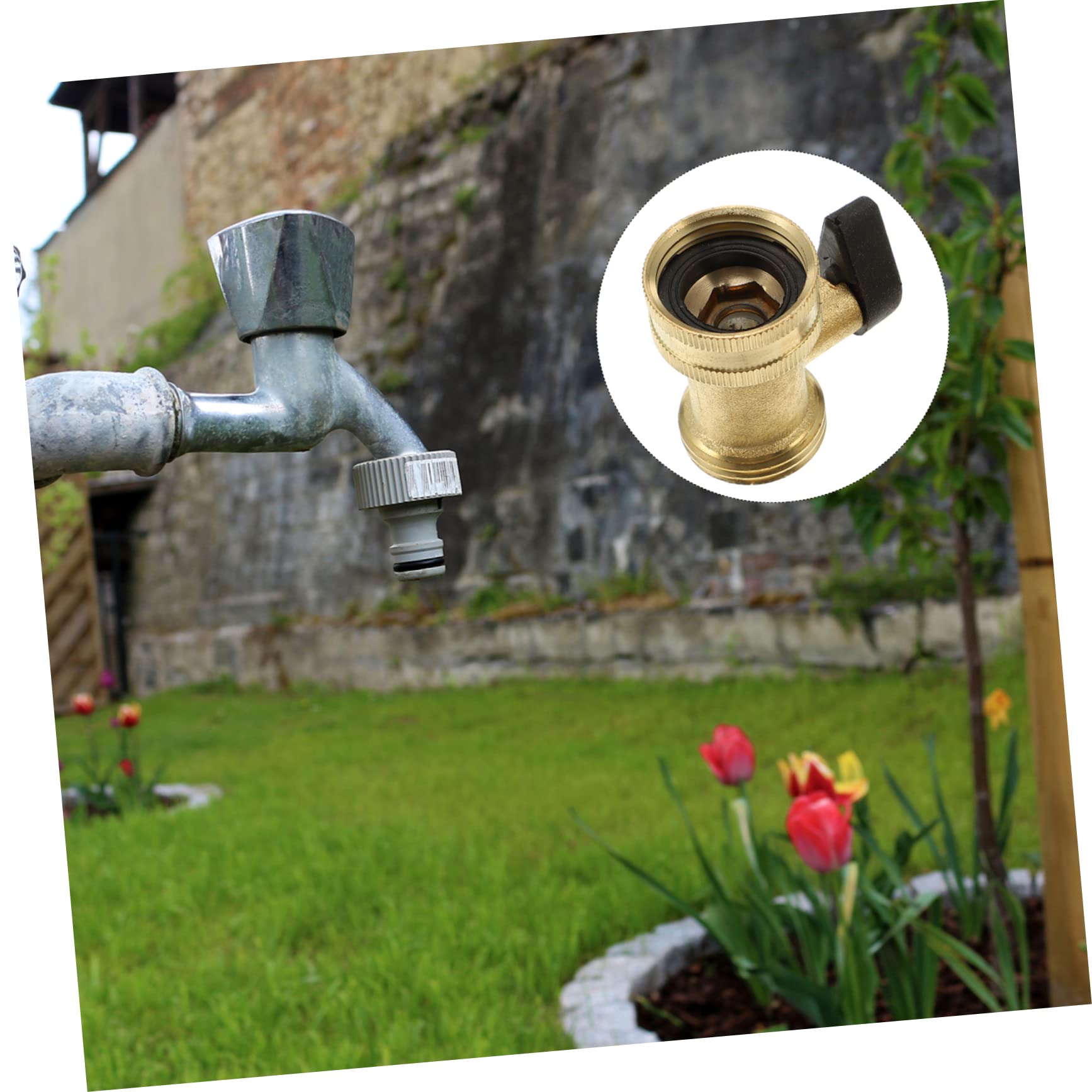 WOONEKY 2pcs Single-Pass Valve American Style Through Connector Brass Shut-Off Valve Shutoff Ball Water Turn Off Switch Garden On Off s - Image 4