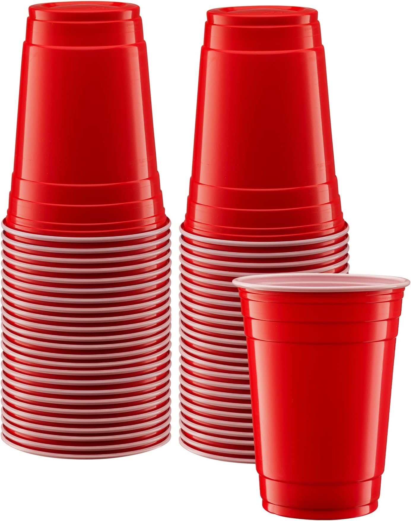 GUSTO [18 oz. - 50 Count] Disposable Plastic Red Cups, Party Drinking Cups for Events and Everyday Use