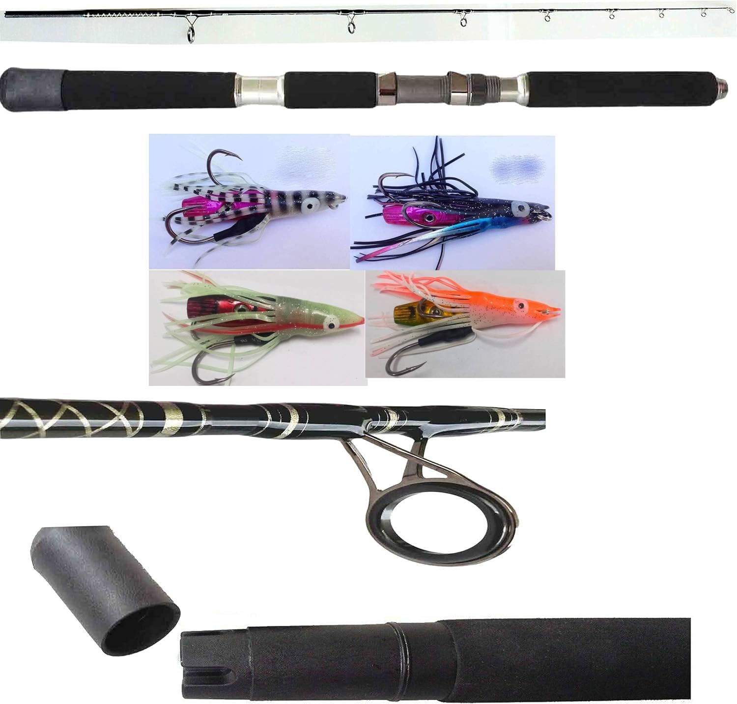 Canna Pesca Vertical Jigging Artificiali Kabura Inchiku Esca Dentice, mt. 2