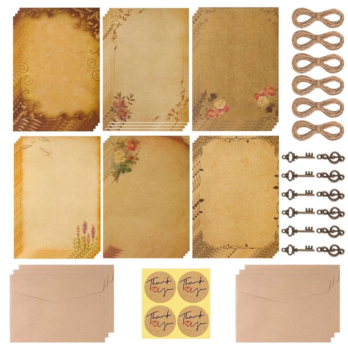 Set di carta kraft vintage 6 buste carta da lettere a righe inviti nozze biglietti auguri