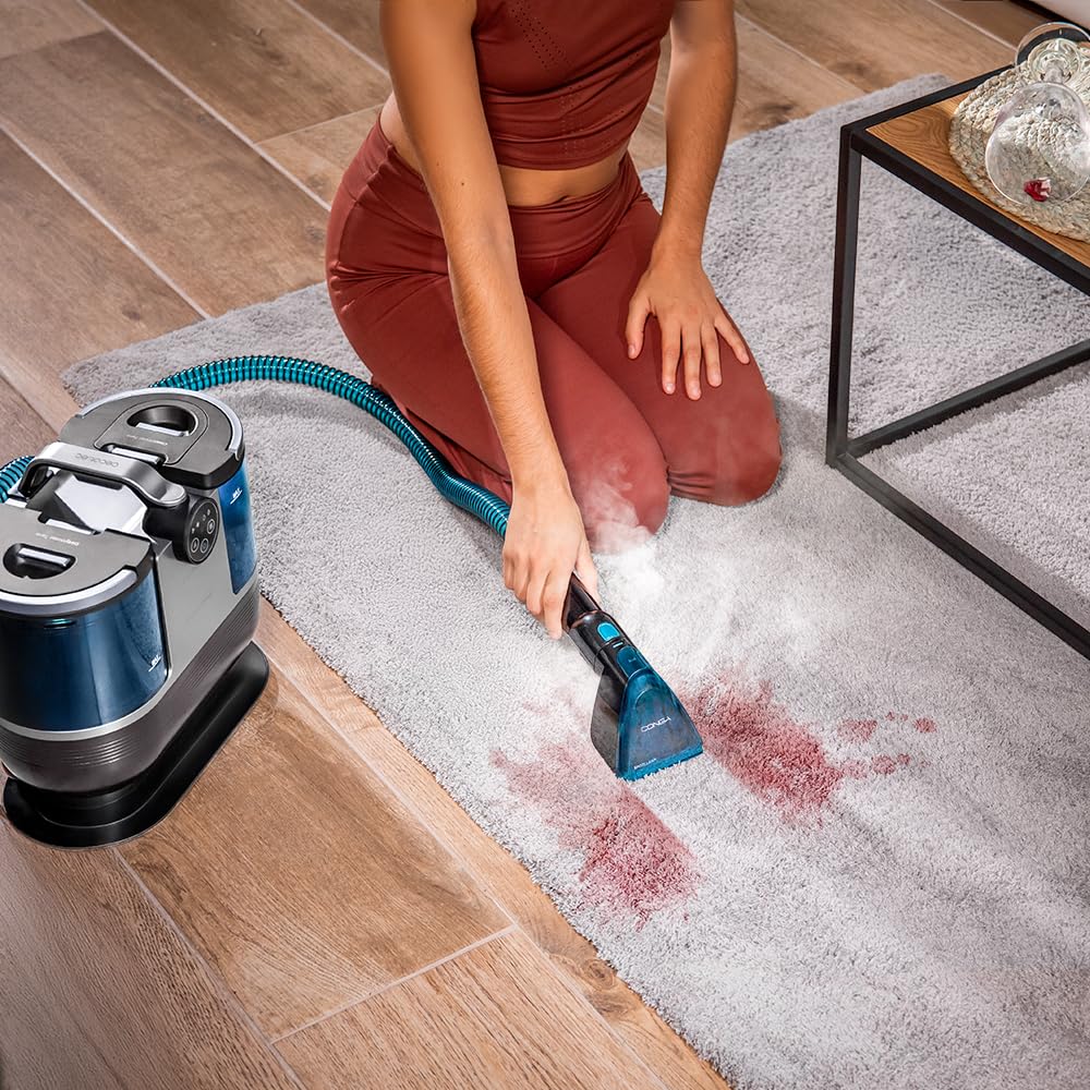 Cecotec Lavatappeti Aspirapolvere con Cavo Conga 7000 Carpet&Spot Clean Steam. Max. 1700 W, Vapore, Serbatoio Acqua Pulita 1600 ml e Acqua Sporca 950 ml, Raggio d'Azione di 9m