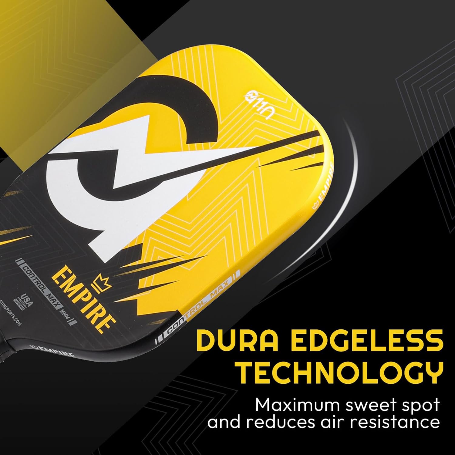 A11N SPORTS Empire Thermoformed Edgeless Pickleball Paddle | Carbon Fiber Face with SuperGrit Texture for Ultimate Spin | Longer Handle for Double-Handed Backhand