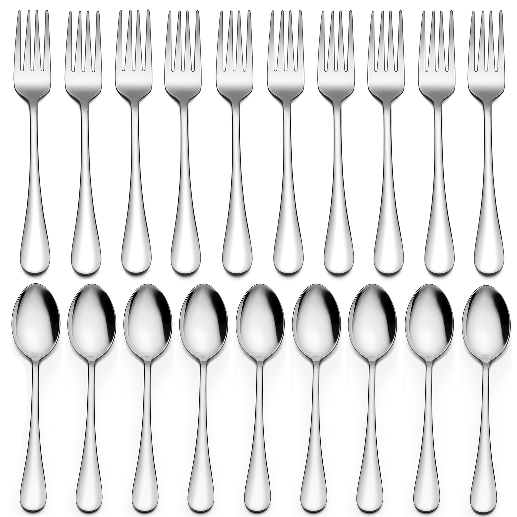 LIANYU 12pc Black Forks & Spoons Silverware Set -10