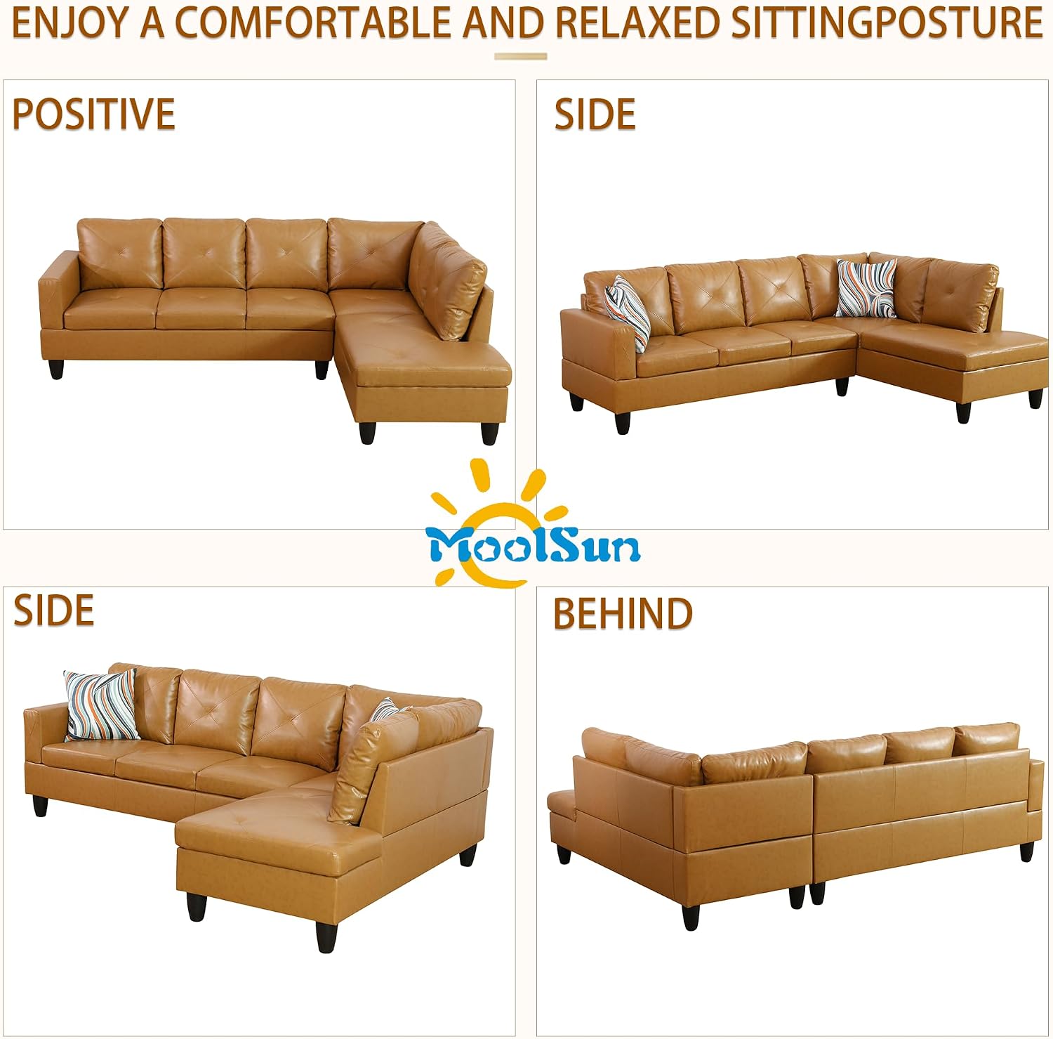 L-Shaped Combination Sofa Set, Luxurious Synthetic Leather Living Room Sofa, Suitable for Living Rooms, Bedrooms, Apartments, and Offices