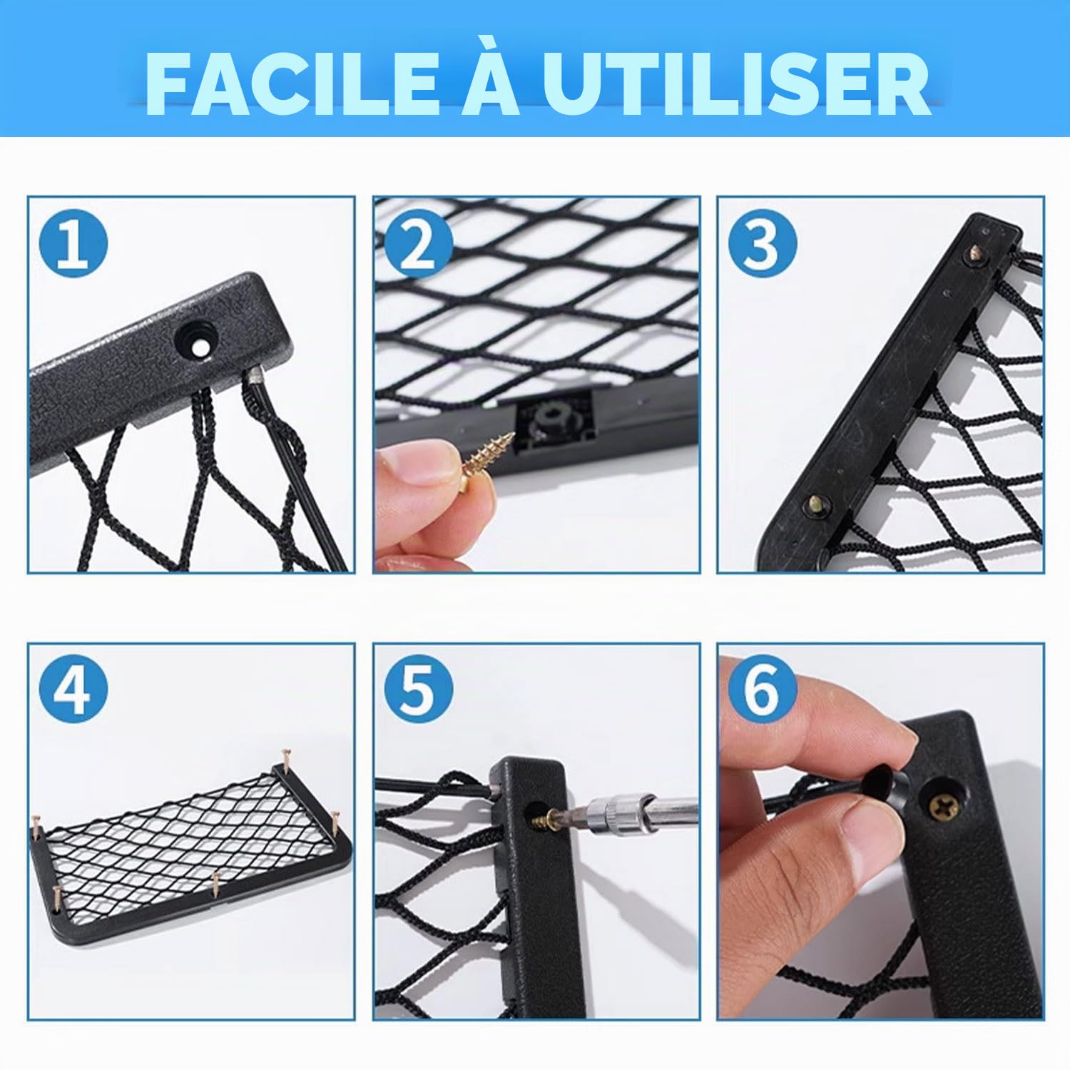 Filet de Rangement Camping Car, 42 cm x 21 cm Filet de Stockage Voiture, Filet Rangement Voiture, 4PCS Filet de Rangement pour Voiture, Filets pour Auto