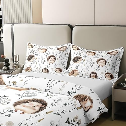 Miniatura 4 de Funda de edredón de erizo rústico 100% algodón para niños y niñas, juego de ropa de cama para niños, funda de edredón de animales de dibujos