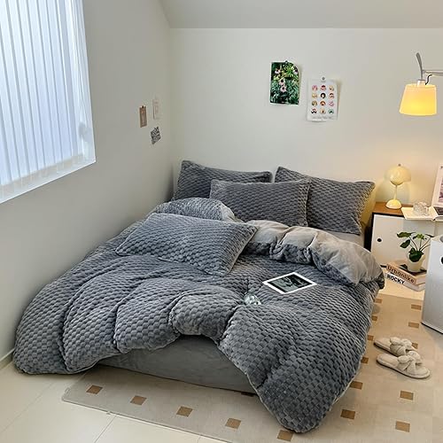 Miniatura 10 de Juego de funda de edredón de plumón de fibra texturizada, juego de funda de edredón de 3 piezas, juego de funda de edredón largo de plumón, juego de