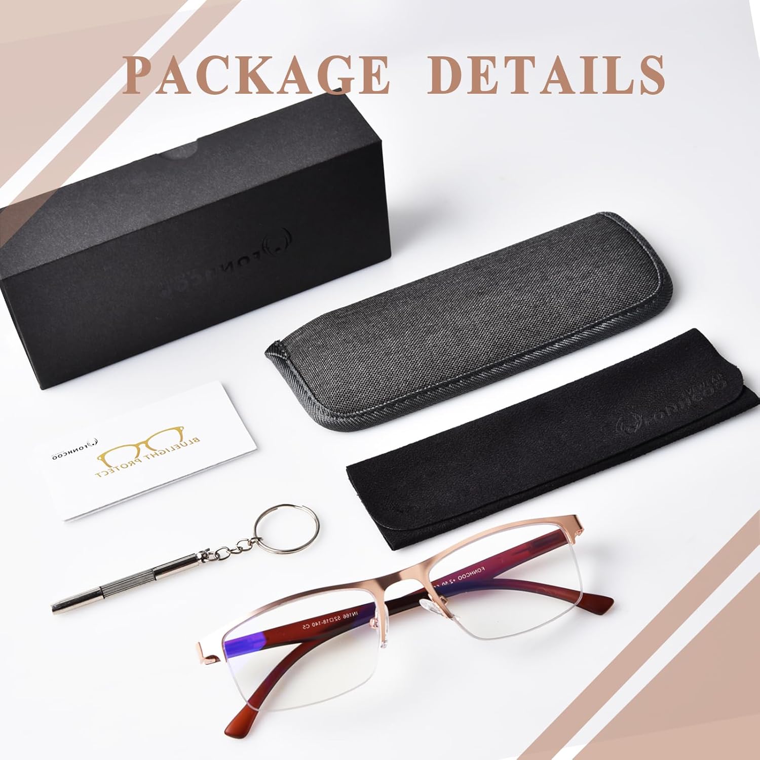 FONHCOO Bifocal Reading Glasses for Women Men, Metal Half Frame Blue Light Blocking Readers Anti UV/Glare/Eyestrain - Image 7