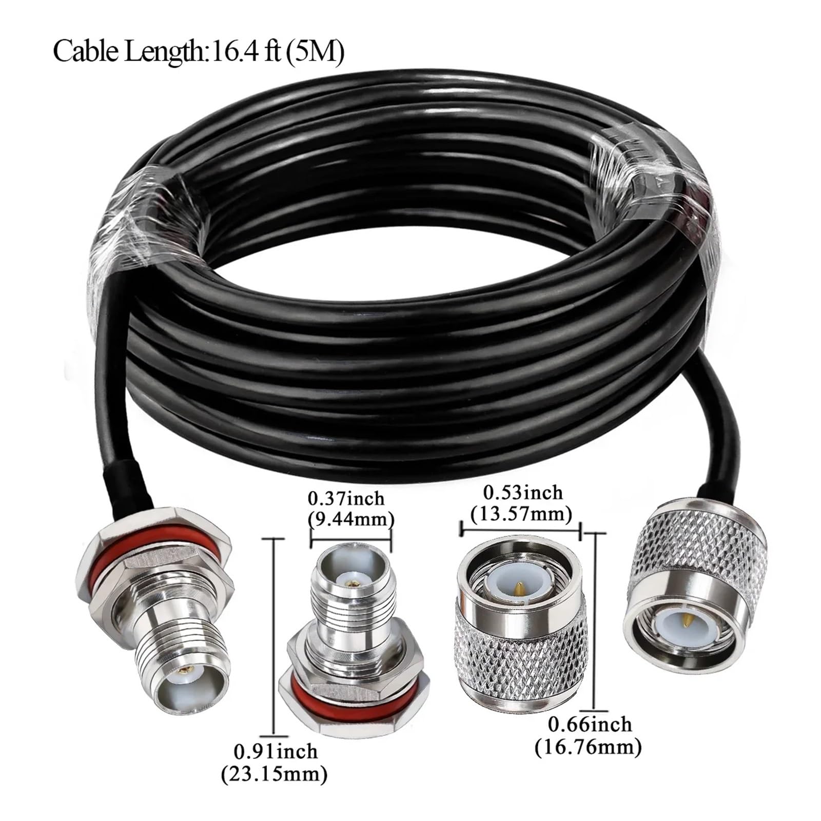 Kabel połączeniowy RG58, wtyk męski TNC do gniazda antenowego WiFi, przedłużacz koncentryczny o niskiej stratności, 30 cm, 50, 1 m-5 m(6.6ft (2M))