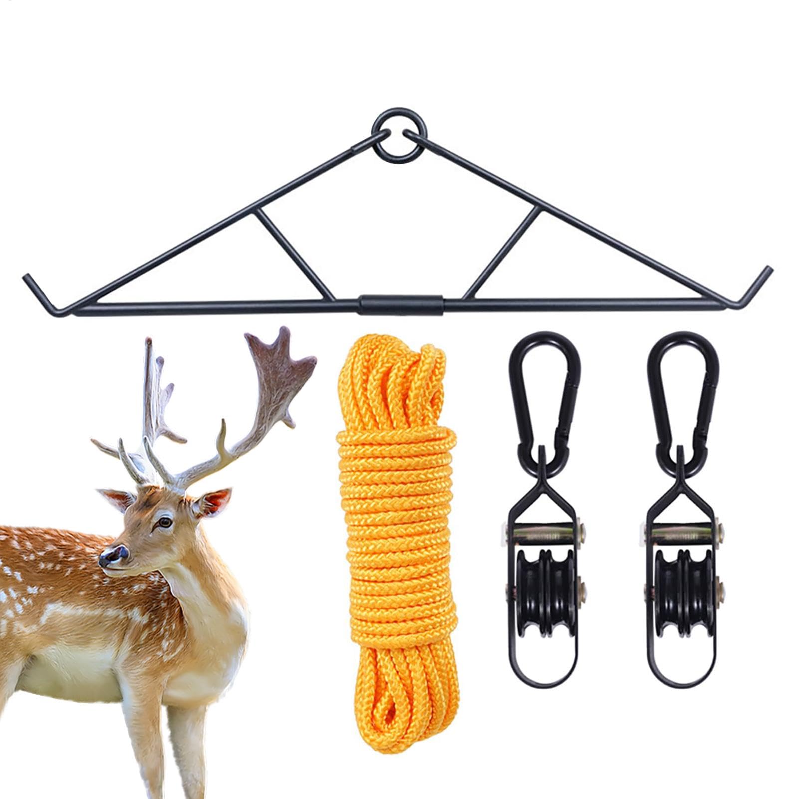 Gambrel - Polipasto de Ciervos - de elevación de polea de Alce con Gambrel | Kit de polea de Caza para Caza, Kit de Colgar Ciervos para carnicería, polipasto de Carne de Caza al Aire Libre,