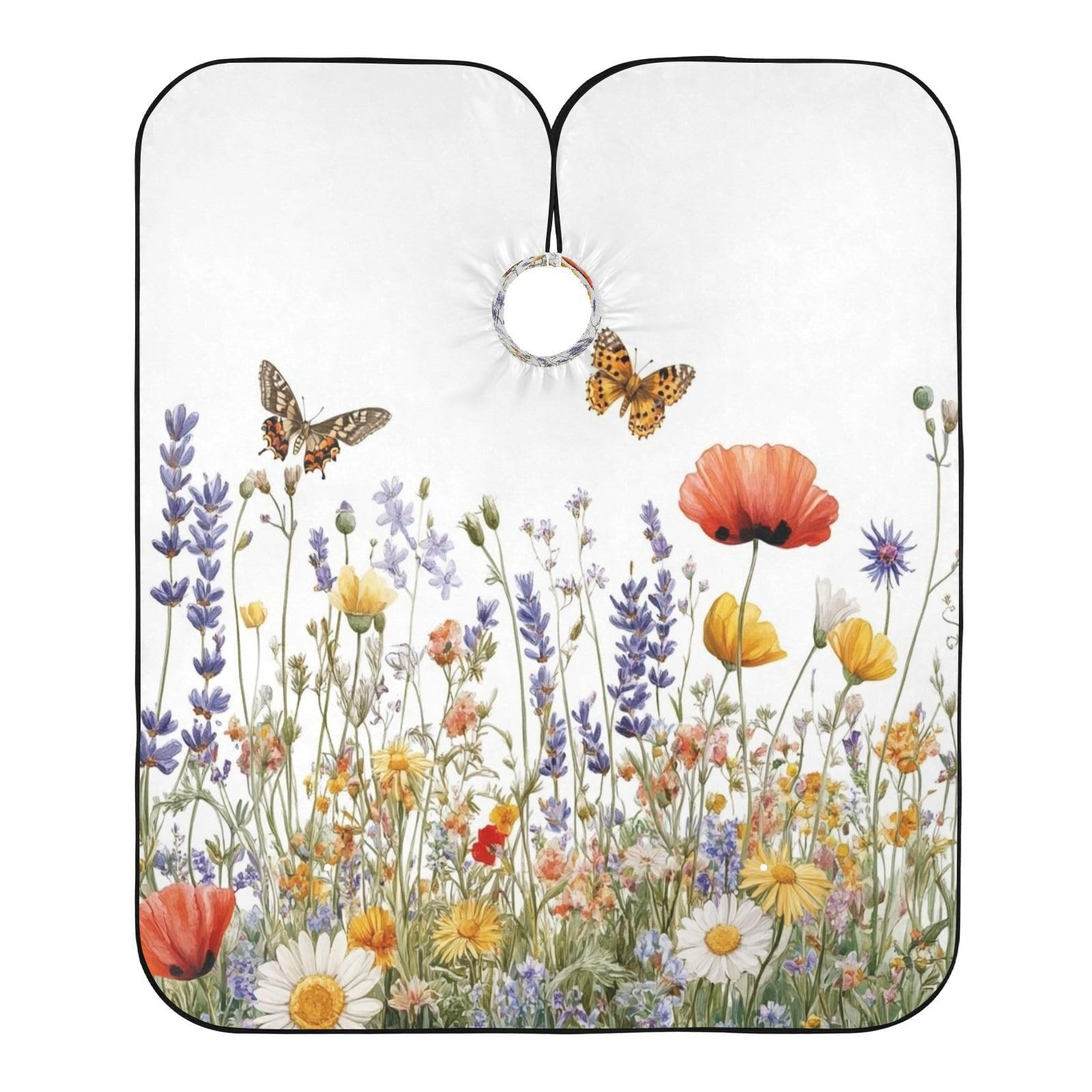 Kigai Hair Cutting Cape for Men & Women Butterfly Wildflowers Waterproof Barber Cape Professional Hairdressing Salon Styling Cape with Adjustable Closure Snap