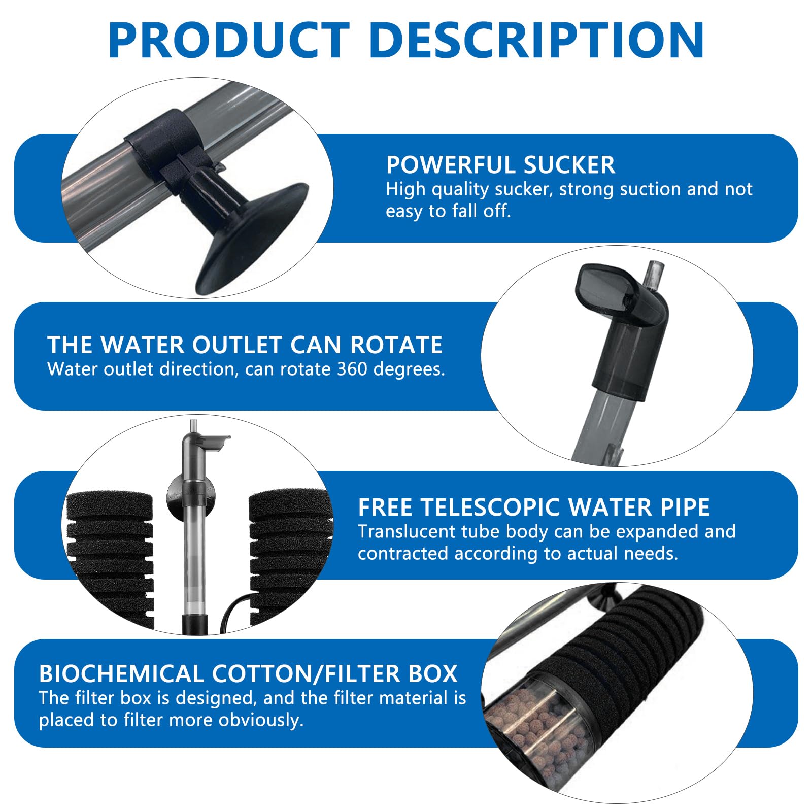 BORDEAG Filtro in spugna per acquario, filtro in schiuma silenziosa, filtro per acquario con sfera filtrante, filtro elettrico per acquario, filtro per acquario, filtro in schiuma sommergibile, filtro